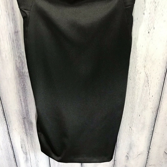 Maggy L Dress Black Satin Ruffled Trim Cocktail - Picture 5 of 5